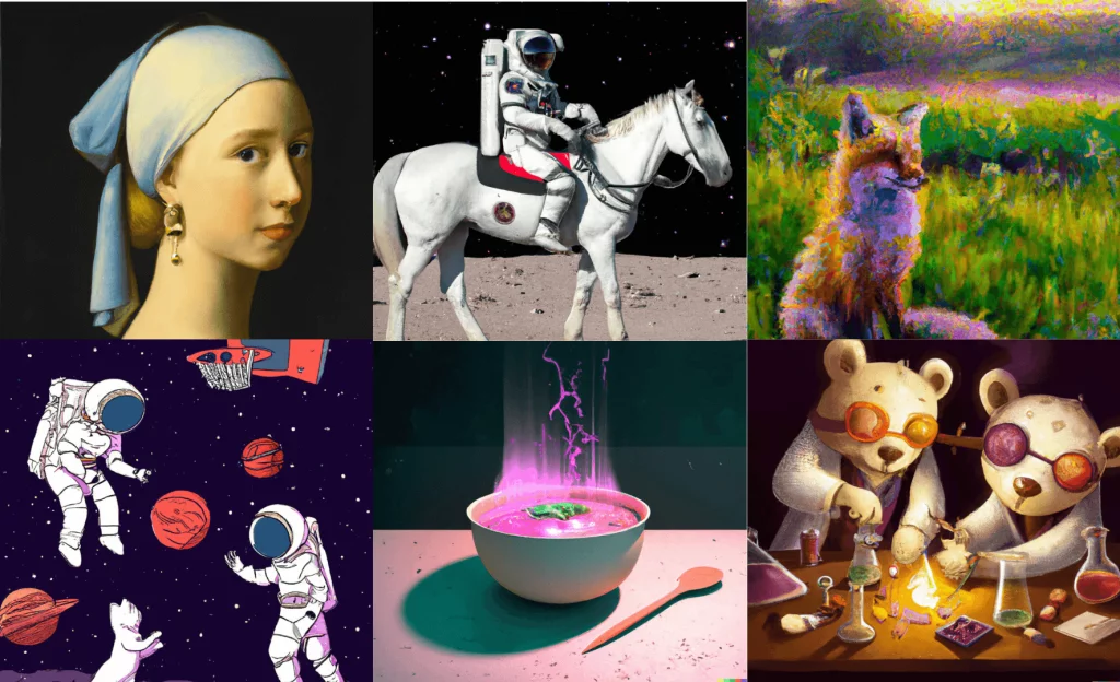 La Inteligencia Artificial en el Arte. Imagen que muestra varias obras digitales creadas por la IA.